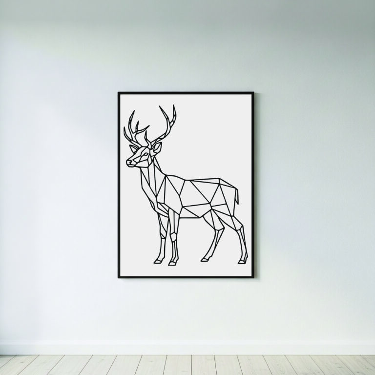 Geometric Deer – Full Body Side Profile | Modern Minimalist Decor