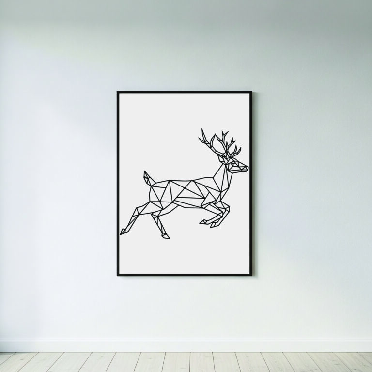 Geometric Galloping Deer – Minimalist Movement Art