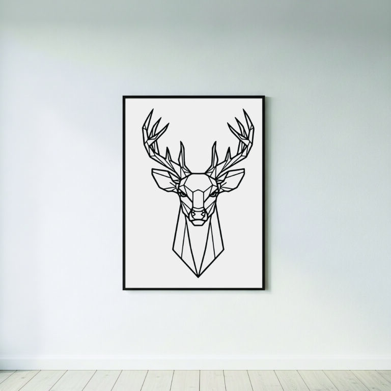 Geometric Deer Head – Minimalist Line Art Printable