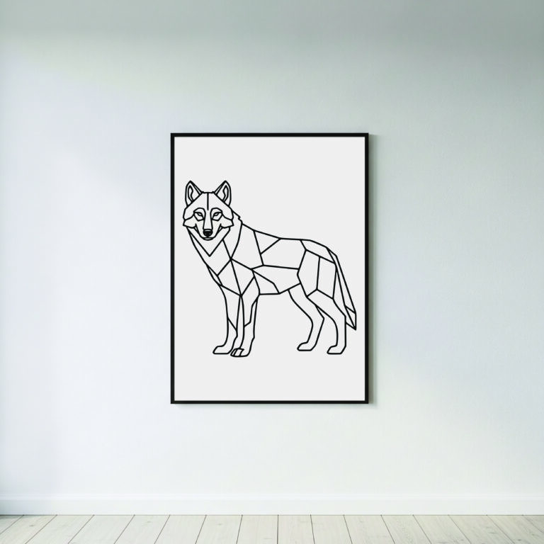 Geometric Wolf – Full Body Front View | Modern Minimalist Wall Art