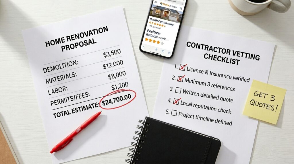 how to hire a contractor checklist vetting quotes and red flags guide