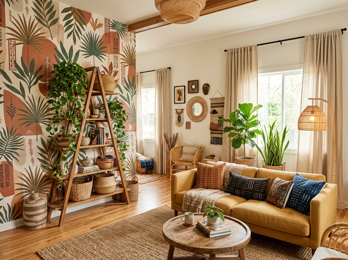 renter friendly home decor 2026 Afrohemian boho rental apartment no damage styling