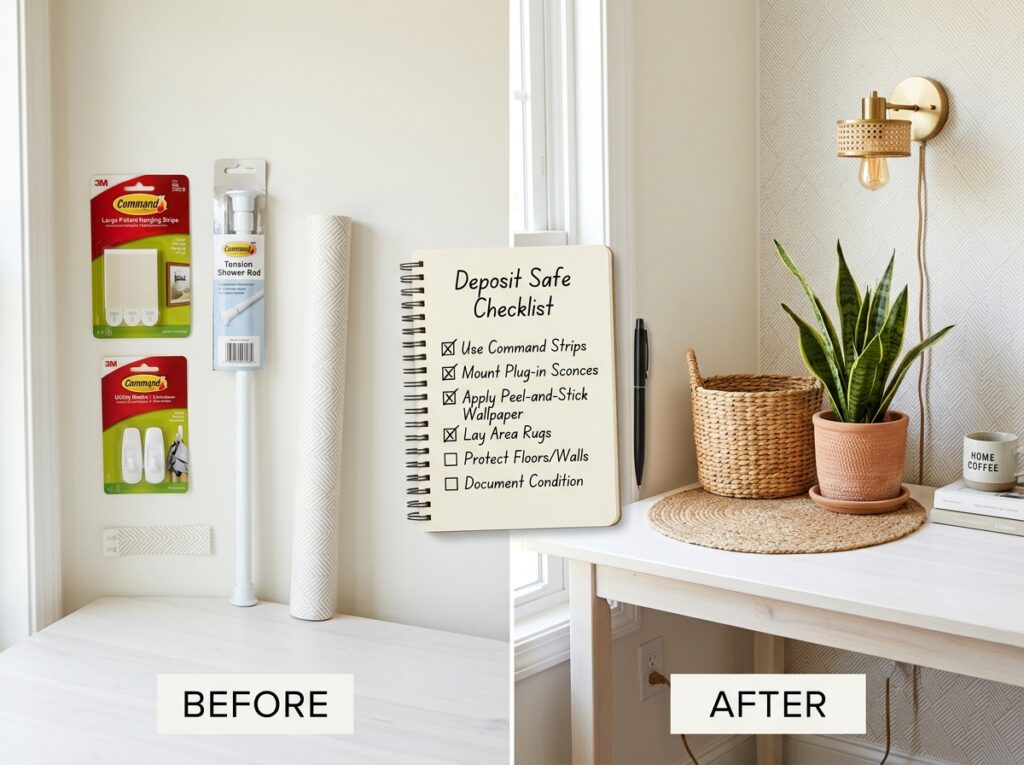 renter friendly home decor essentials damage free renter upgrades under 500